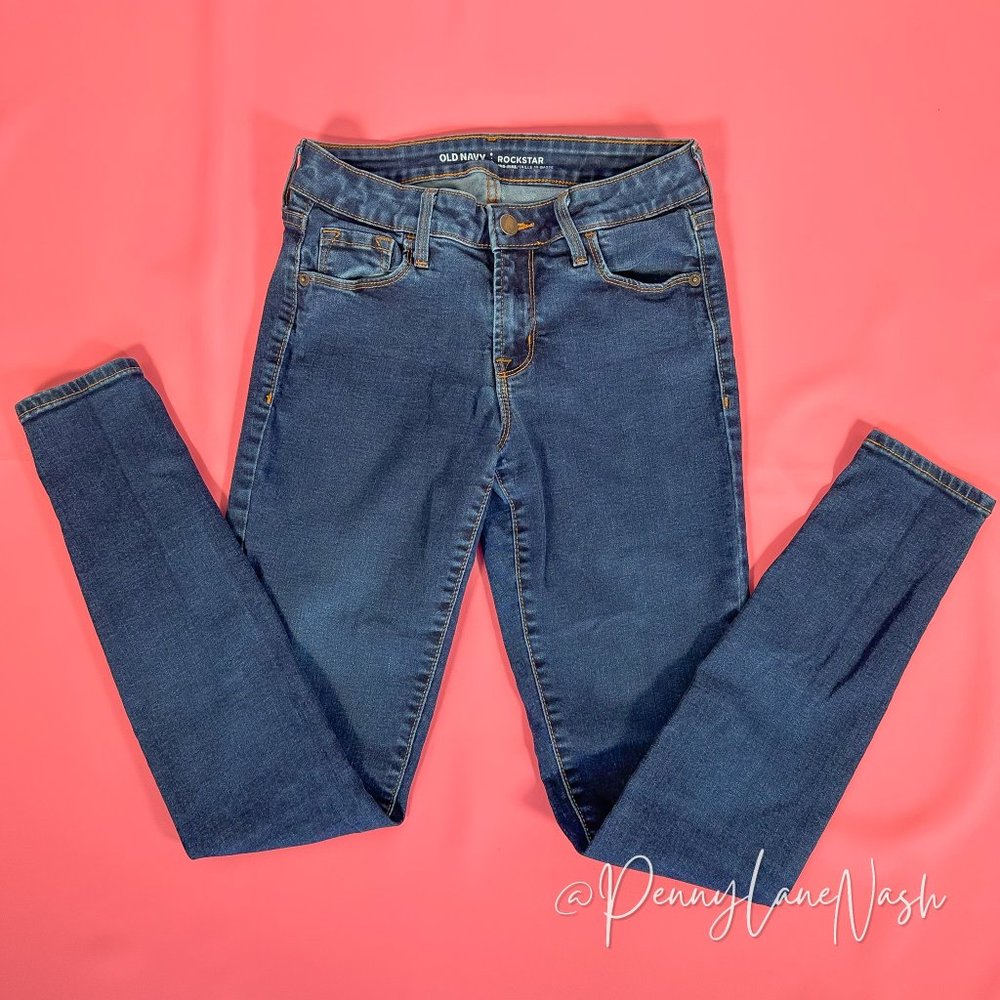 Old Navy Rockstar MId Rise Super Skinny Jeans Blue - Picture 4 of 10